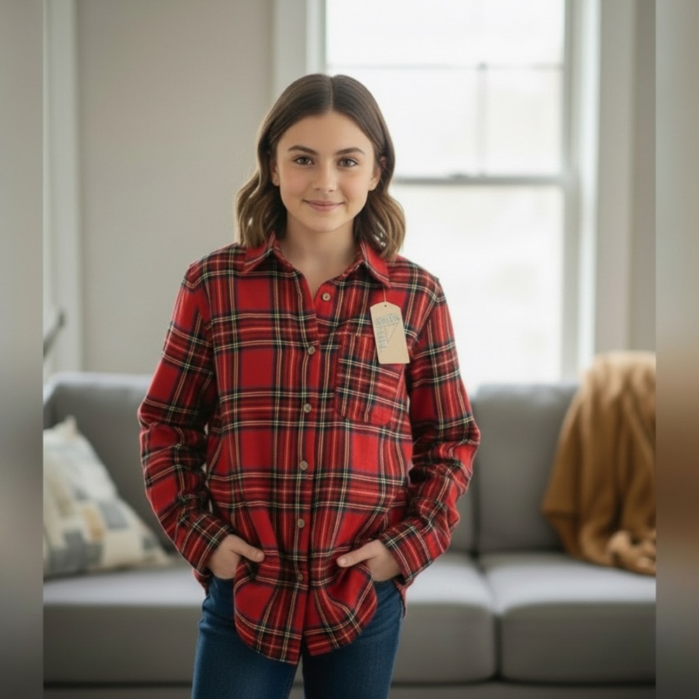 Vibrant Red Plaid Shirt